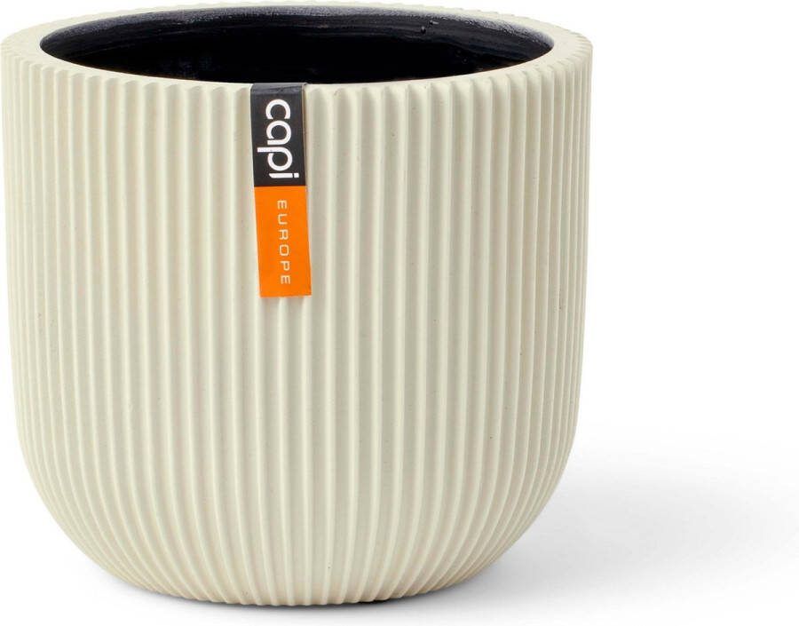 Capi Europe Bloempot bol Groove Colours 24x21 Beige Opening Ø20.9 Bloempot voor binnen 5 jaar garantie BGVBG134 24x21 Beige Schotel voor binnen en buiten Milieuvriendelijk Sterk en licht Met drainagesysteem