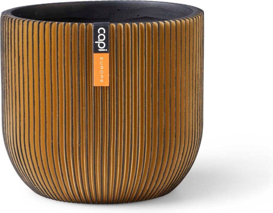 Capi Europe Bloempot bol Groove Black & Gold 24x21 Goud Opening Ø20.9 Bloempot voor binnen 5 jaar garantie BGVGB134