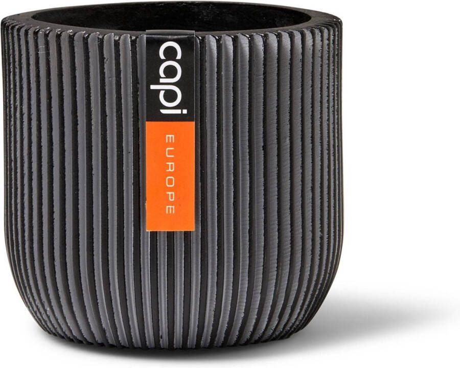 Capi Europe Bloempot bol Groove Anthracite & Ivory 8x6 Antraciet Opening Ø5.6 Bloempot voor binnen 5 jaar garantie BGVZ131