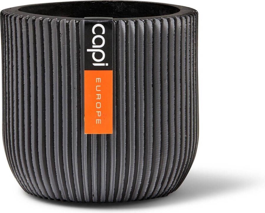 Capi Europe Bloempot bol Groove Anthracite & Ivory 9x8 Antraciet Opening Ø7.2 Bloempot voor binnen 5 jaar garantie BGVZ139