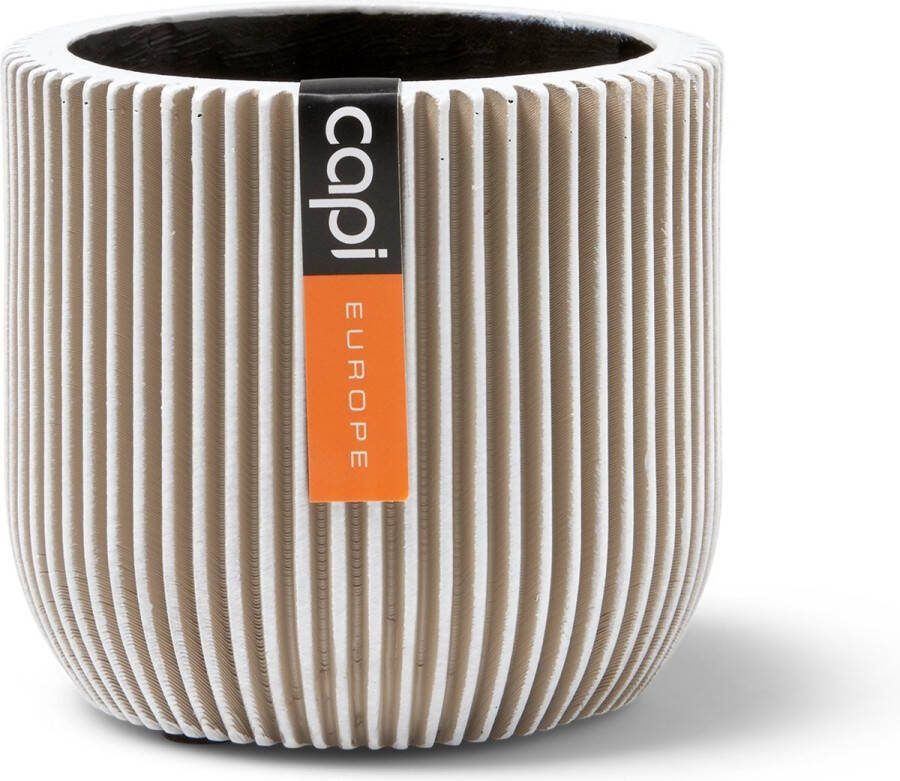 Capi Europe Bloempot bol Groove Anthracite & Ivory 9x8 Ivoor Opening Ø7.2 Bloempot voor binnen 5 jaar garantie BGVI139