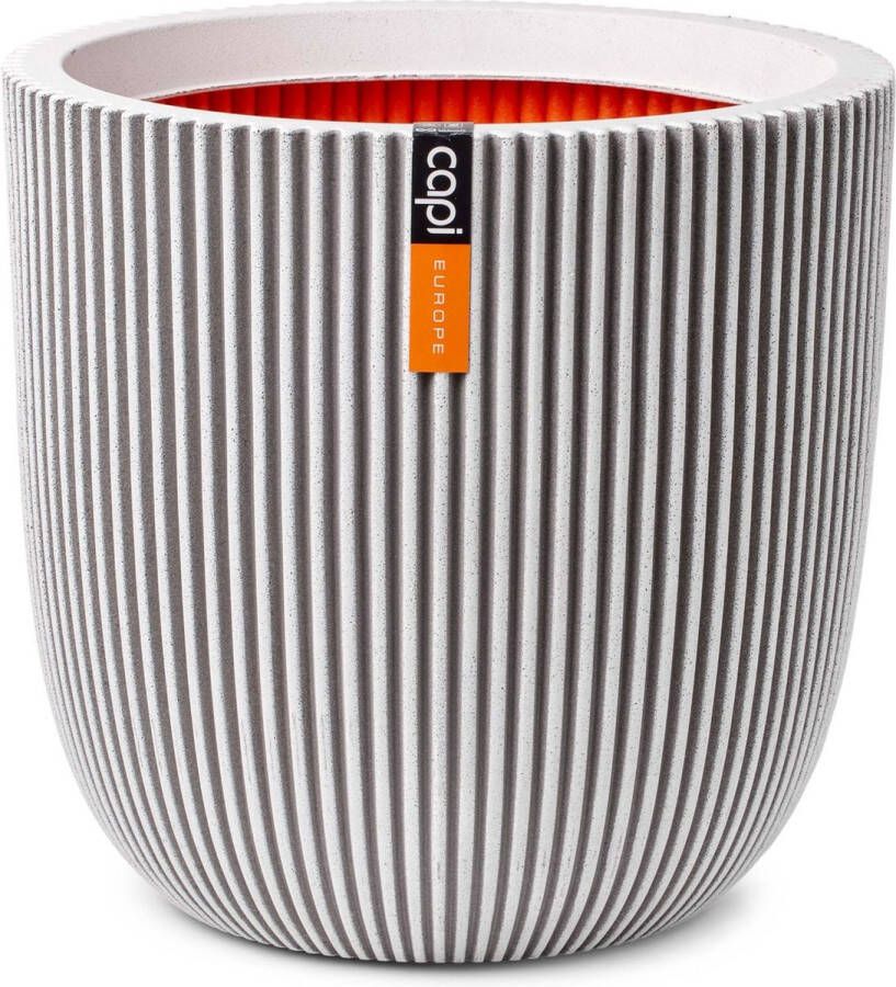 Capi Europe Bloempot bol Groove NL 35x34 Ivoor Opening Ø29 Bloempot voor binnen en buiten Levenslang garantie Breukbestendig 100% Recyclebaar CO2 Neutraal geproduceerd KGVI932