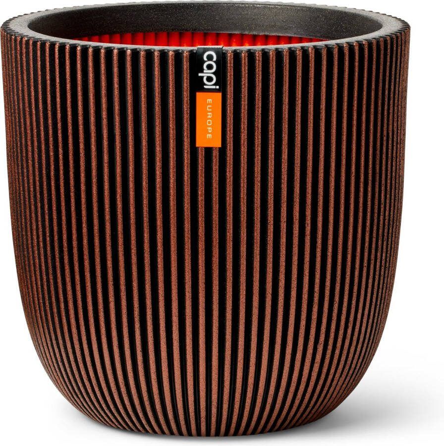 Capi Europe Bloempot bol Groove NL 35x34 Koper Opening Ø29 Bloempot voor binnen en buiten Levenslang garantie Breukbestendig 100% Recyclebaar CO2 Neutraal geproduceerd KGVCO932