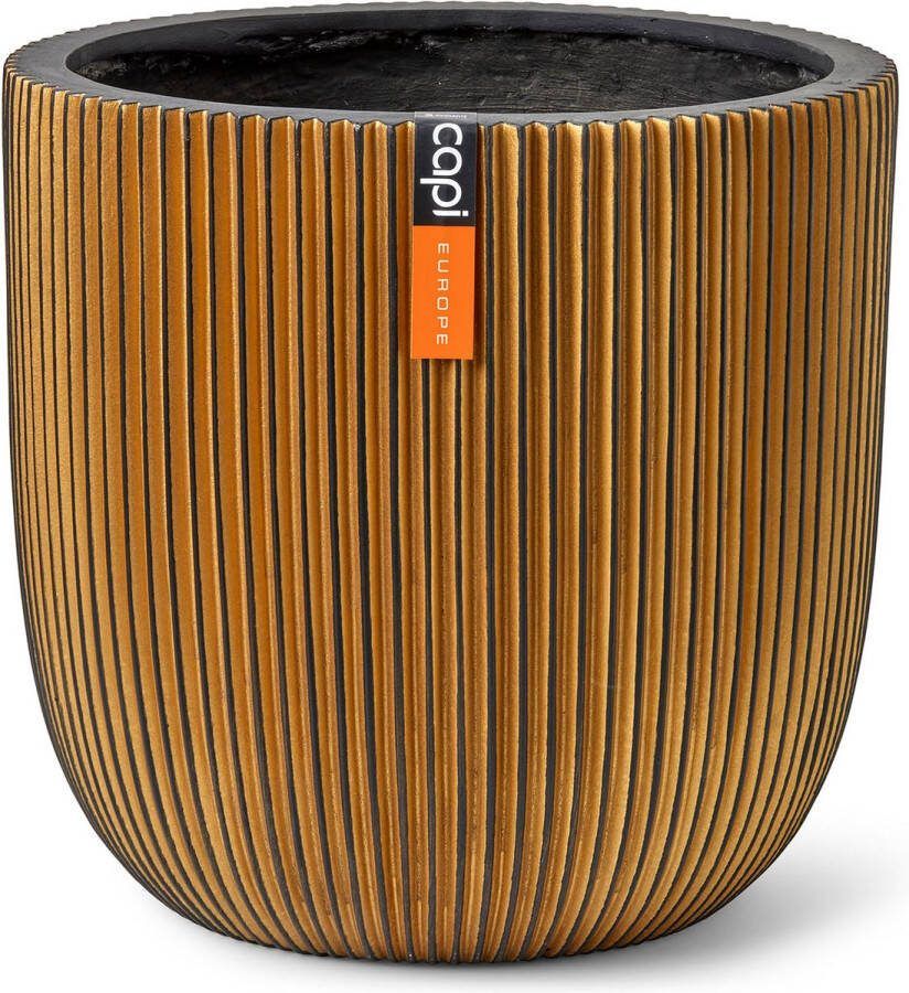 Capi Europe Bloempot bol Groove XL 33x35 Goud Bloempot voor binnen Opening ⌀28 GVGB932
