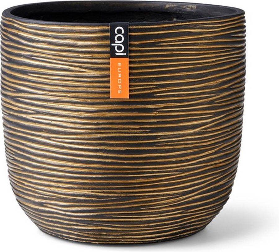 Capi Europe Bloempot bol Rib Gold 17x15 Goud Opening Ø15.4 Bloempot voor binnen 5 jaar garantie BOFGB133