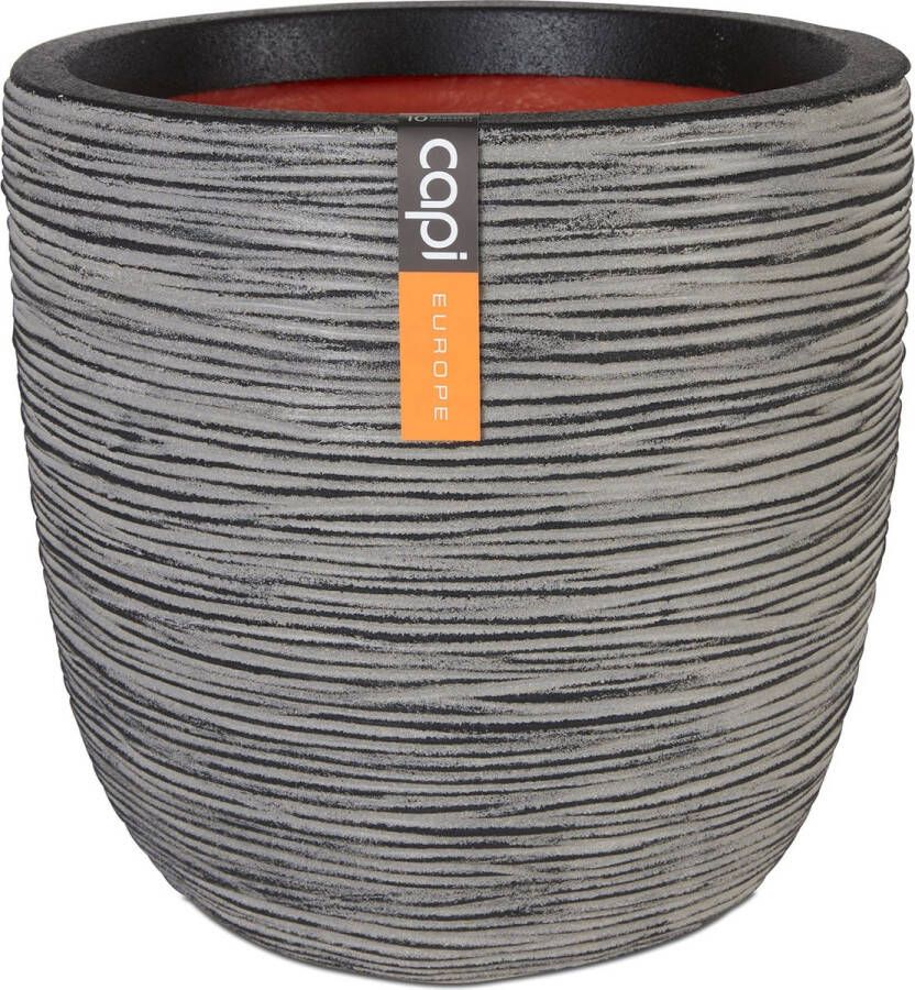 Capi Europe Bloempot bol Rib NL 35x34 Antraciet Opening Ø29 Bloempot voor binnen en buiten Levenslang garantie Breukbestendig 100% Recyclebaar CO2 Neutraal geproduceerd KOFZ932