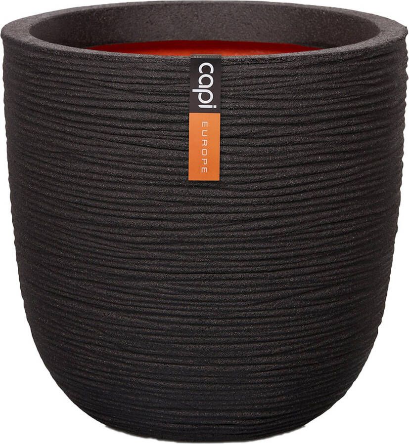 Capi Europe Bloempot bol Rib NL 35x34 Zwart Opening Ø29 Voor binnen en buiten Levenslang garantie Breukbestendig 100% Recyclebaar KBLR932 Opening Ø29 Bloempot voor binnen 5 jaar garantie KBLR932