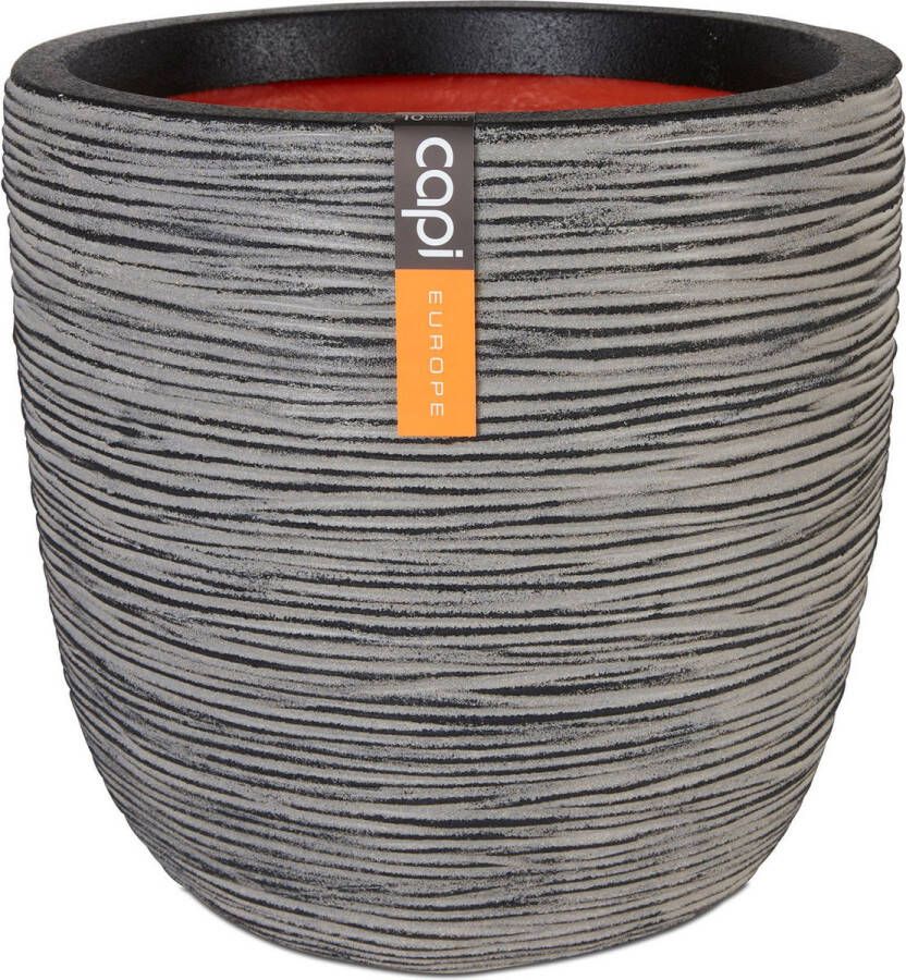 Capi Europe Bloempot bol Rib NL 43x41 Antraciet Opening Ø35 Bloempot voor binnen en buiten Levenslang garantie Breukbestendig 100% Recyclebaar CO2 Neutraal geproduceerd KOFZ933