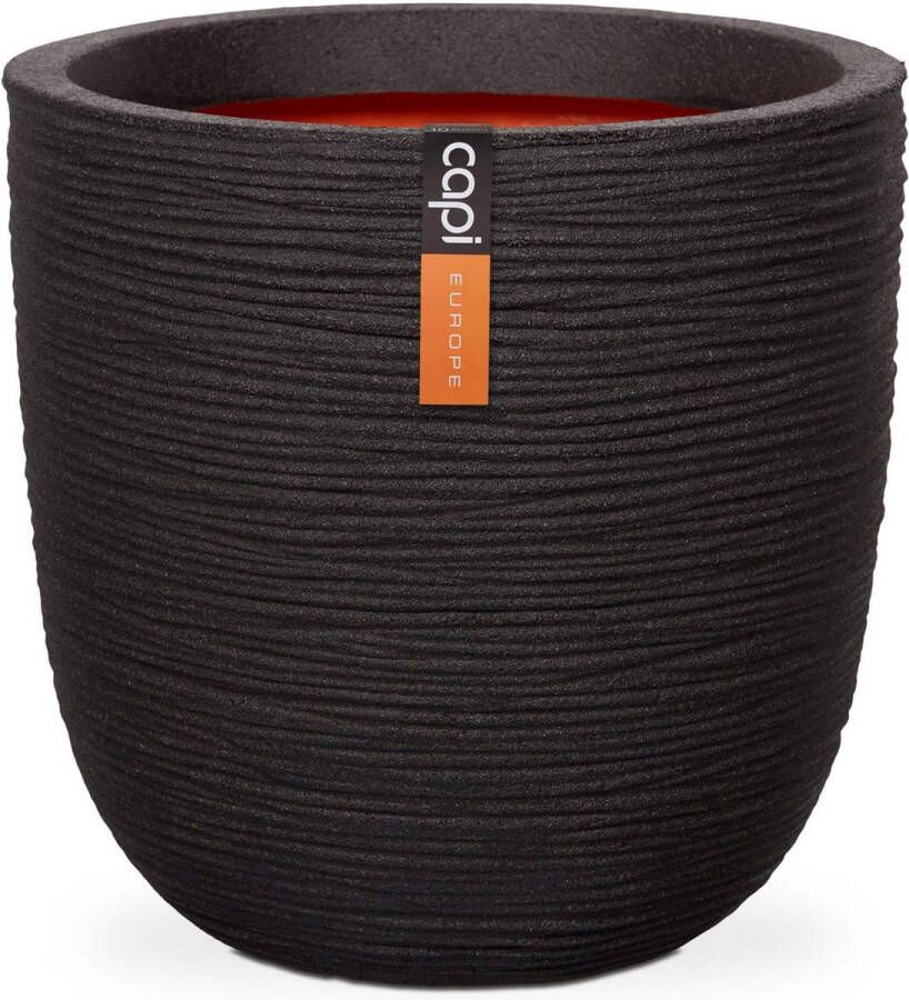 Capi Europe Bloempot bol Rib NL 43x41 Zwart Opening Ø35 Bloempot voor binnen en buiten Levenslang garantie Breukbestendig 100% Recyclebaar CO2 Neutraal geproduceerd KBLR933 - Foto 2