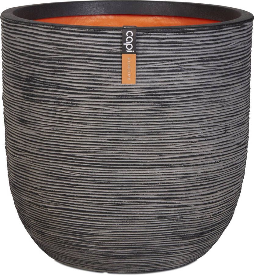 Capi Europe Bloempot bol Rib NL 55x53 Antraciet Opening Ø46 Bloempot voor binnen en buiten Levenslang garantie Breukbestendig 100% Recyclebaar CO2 Neutraal geproduceerd KOFZ935
