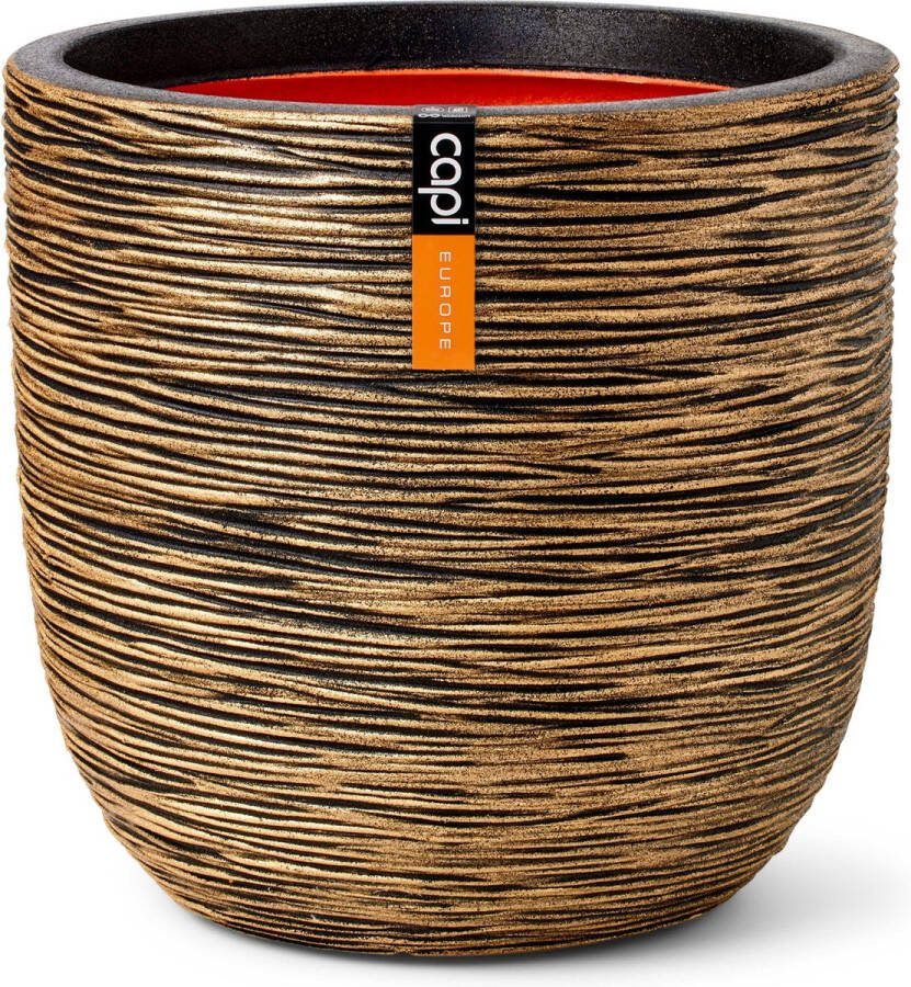 Capi Europe Bloempot bol Rib NL 55x53 Goud Opening Ø46 Bloempot voor binnen en buiten Levenslang garantie Breukbestendig 100% Recyclebaar CO2 Neutraal geproduceerd KBGR935