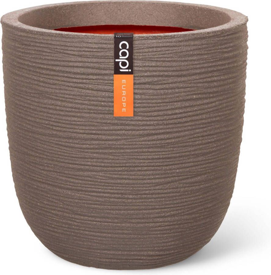 Capi Europe Bloempot bol Rib NL 55x53 Warm taupe Opening Ø46 Bloempot voor binnen en buiten Levenslang garantie Breukbestendig 100% Recyclebaar CO2 Neutraal geproduceerd KWTR935