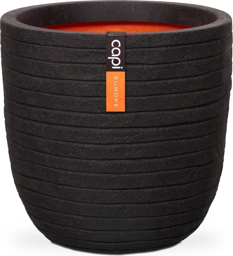 Capi Europe Bloempot bol Row NL 35x34 Zwart Opening Ø29 Bloempot voor binnen en buiten Levenslang garantie Breukbestendig 100% Recyclebaar CO2 Neutraal geproduceerd KBLRO932