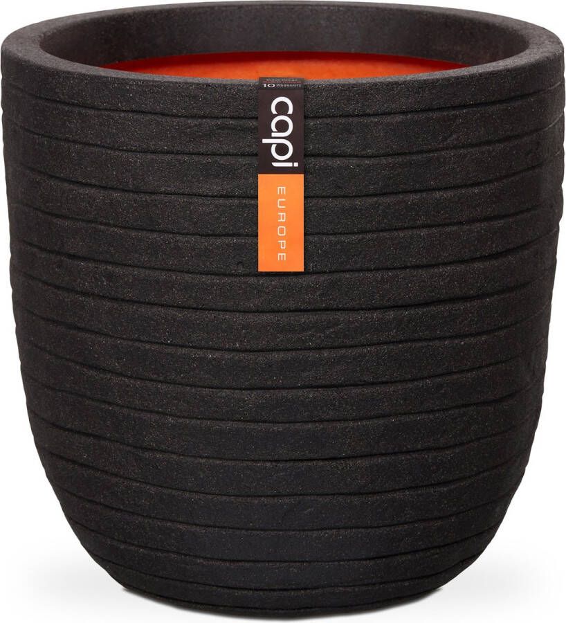 Capi Europe Bloempot bol Row NL 43x41 Zwart Opening Ø35 Bloempot voor binnen en buiten Levenslang garantie Breukbestendig 100% Recyclebaar CO2 Neutraal geproduceerd KBLRO933
