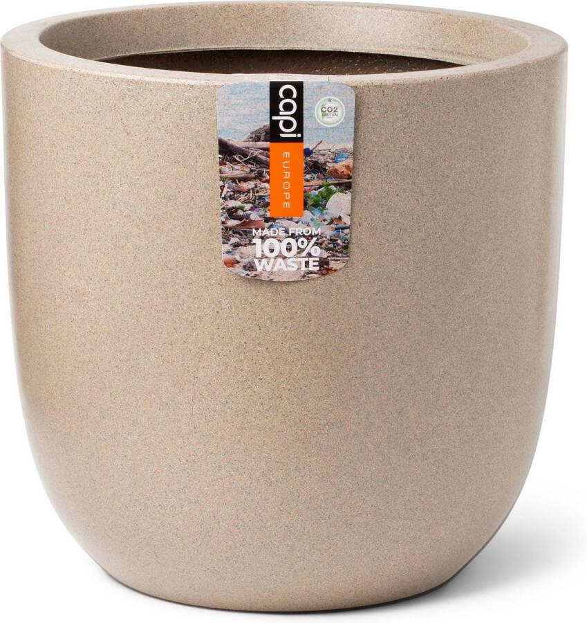 Capi Europe Bloempot bol Waste Smooth NL 35x34 Terrazzo beige Opening Ø29 Bloempot voor binnen en buiten Levenslang garantie Breukbestendig 100% Recyclebaar CO2 Neutraal geproduceerd KTB932