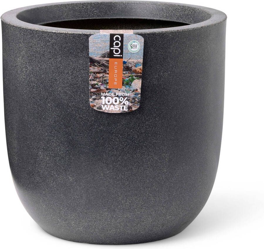 Capi Europe Bloempot bol Waste Smooth NL 35x34 Terrazzo grijs Opening Ø29 Bloempot voor binnen en buiten Levenslang garantie Breukbestendig 100% Recyclebaar CO2 Neutraal geproduceerd KTG932