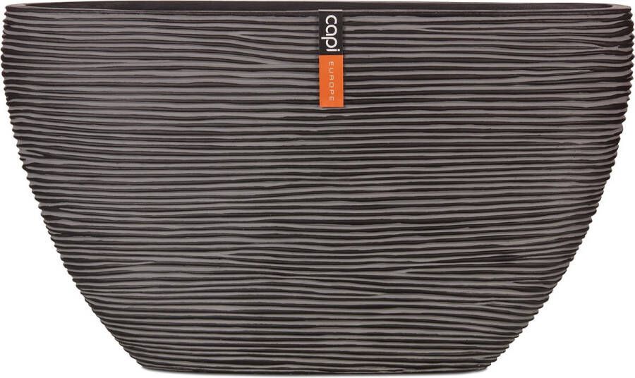 Capi Europe Bloempot ovaal Rib Anthracite & Ivory 59x14x34 Antraciet Opening Ø54.6 Bloempot voor binnen 5 jaar garantie BOFZ841