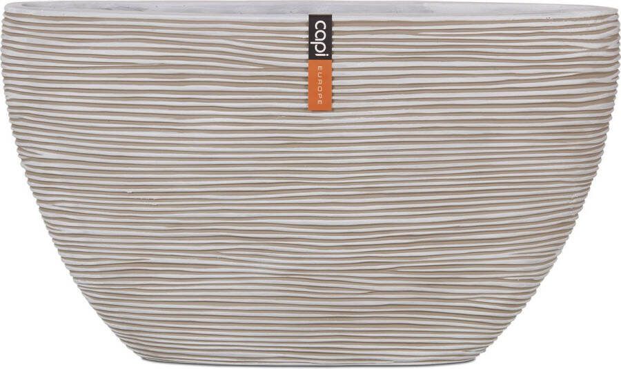 Capi Europe Bloempot ovaal Rib Anthracite & Ivory 59x14x34 Ivoor Opening Ø54.6 Bloempot voor binnen 5 jaar garantie BOFI841