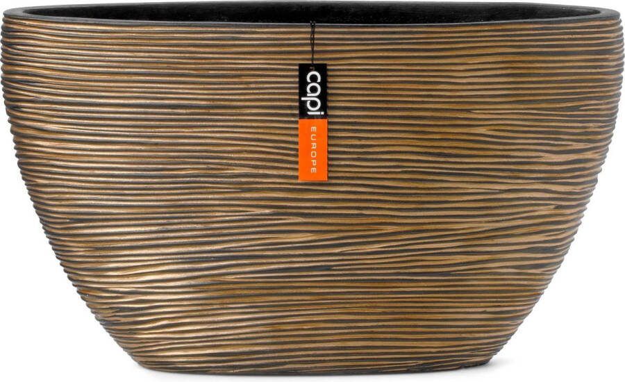 Capi Europe Bloempot ovaal Rib Gold 59x14x34 Goud Opening Ø Bloempot voor binnen 5 jaar garantie BOFGB841