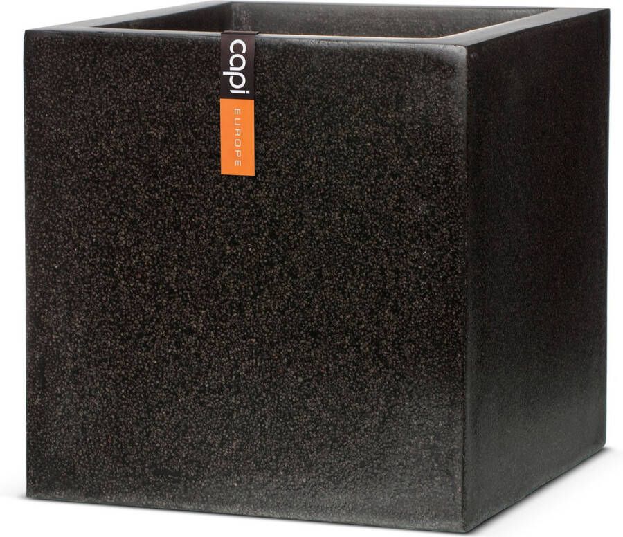 Capi Europe Bloempot vierkant Terrazzo 80x80 Zwart Bloempot voor buiten FIT907