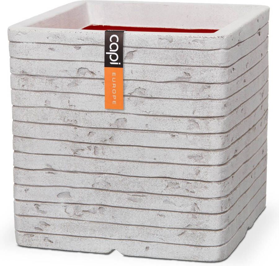 Capi Europe Bloempot vierkant Row NL 30x30 Ivoor Opening Ø24 Bloempot voor binnen en buiten Levenslang garantie Breukbestendig 100% Recyclebaar CO2 Neutraal geproduceerd KRWI902