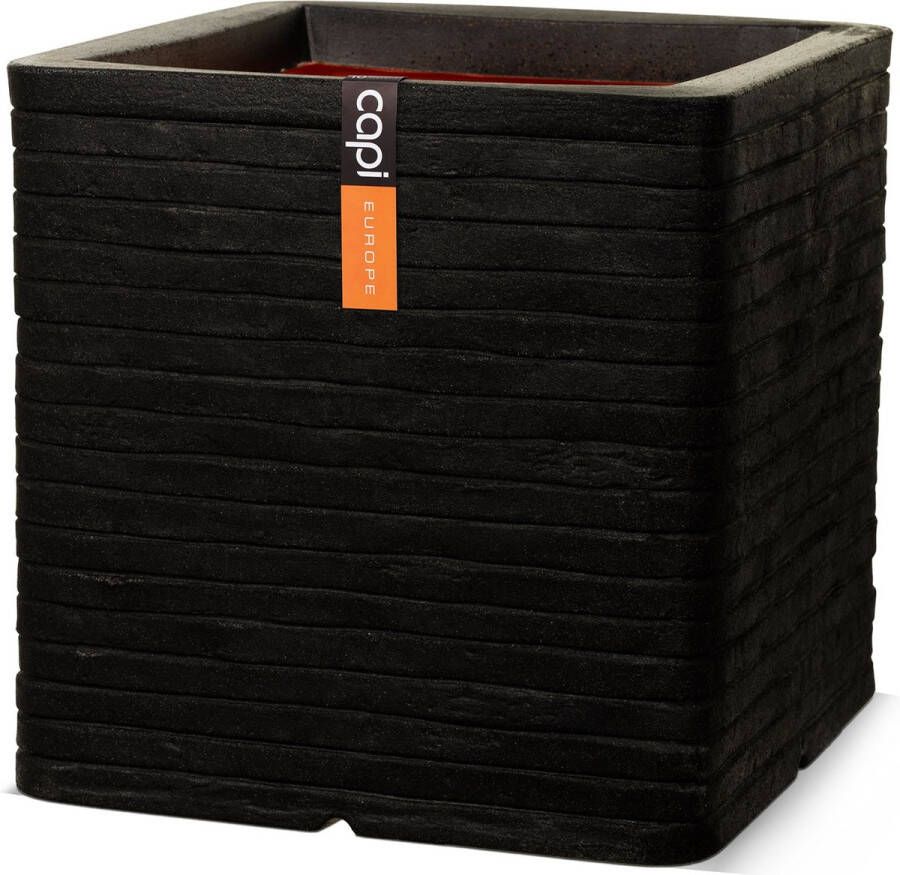 Capi Europe Bloempot vierkant Row NL 40x40 Zwart Opening Ø32 Bloempot voor binnen en buiten Levenslang garantie Breukbestendig 100% Recyclebaar CO2 Neutraal geproduceerd KBLRO903