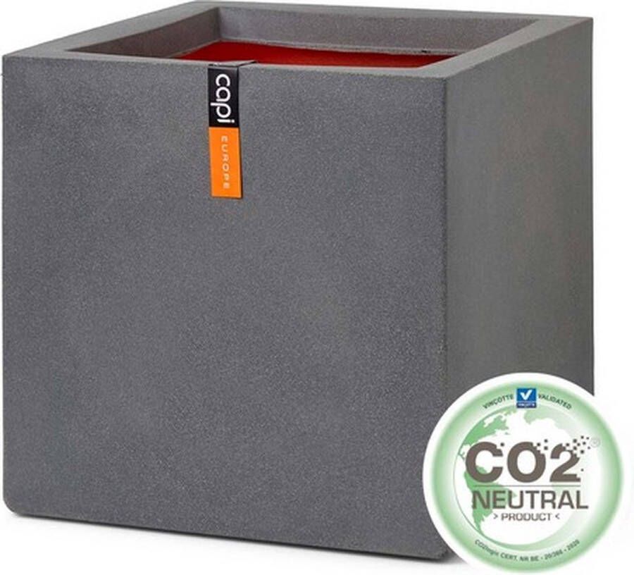 Capi Europe Bloempot vierkant Smooth NL 40x40 Donkergrijs Opening Ø32 Bloempot voor binnen en buiten Levenslang garantie Breukbestendig 100% Recyclebaar CO2 Neutraal geproduceerd KDG903
