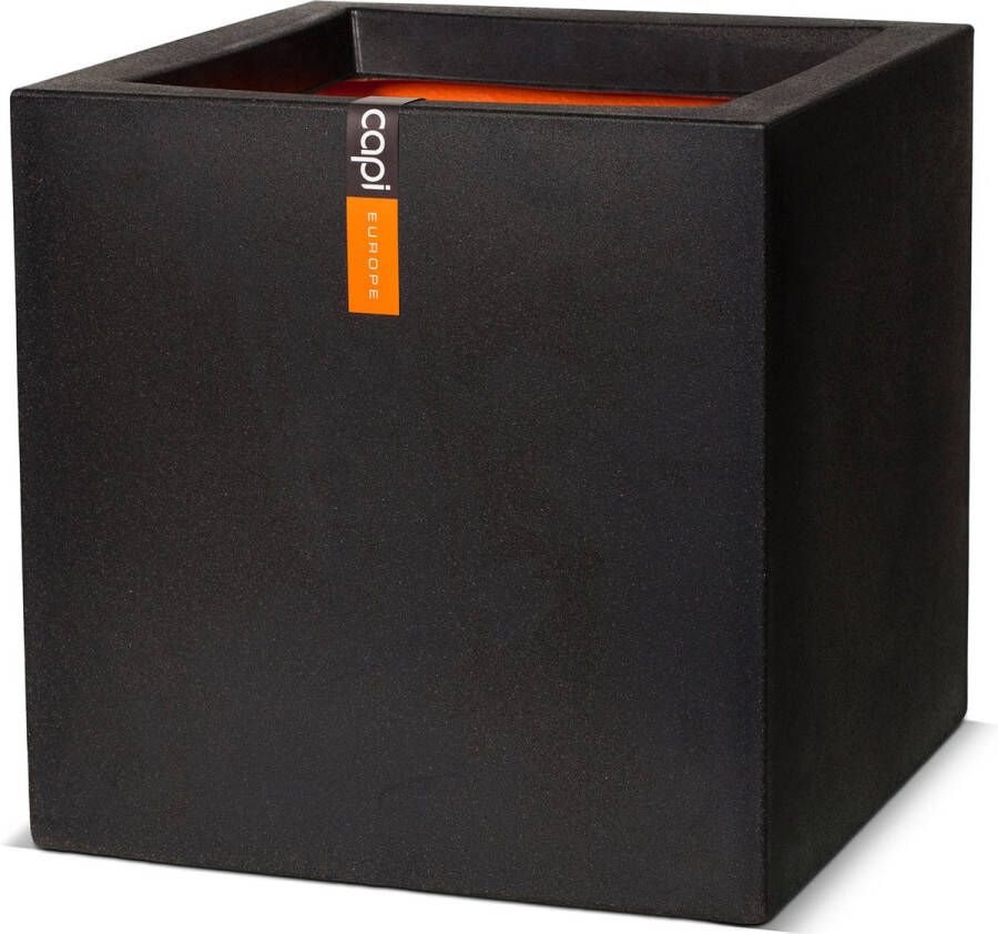 Capi Europe Bloempot vierkant Smooth NL 40x40 Zwart Opening Ø32 Bloempot voor binnen en buiten Levenslang garantie Breukbestendig 100% Recyclebaar CO2 Neutraal geproduceerd KBL903