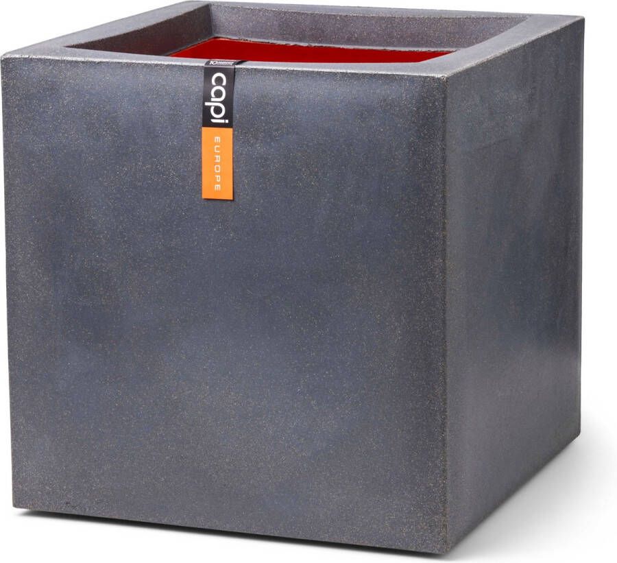 Capi Europe Bloempot vierkant Smooth NL 50x50 Donkergrijs Opening Ø42 Bloempot voor binnen en buiten Levenslang garantie Breukbestendig 100% Recyclebaar CO2 Neutraal geproduceerd KDG904