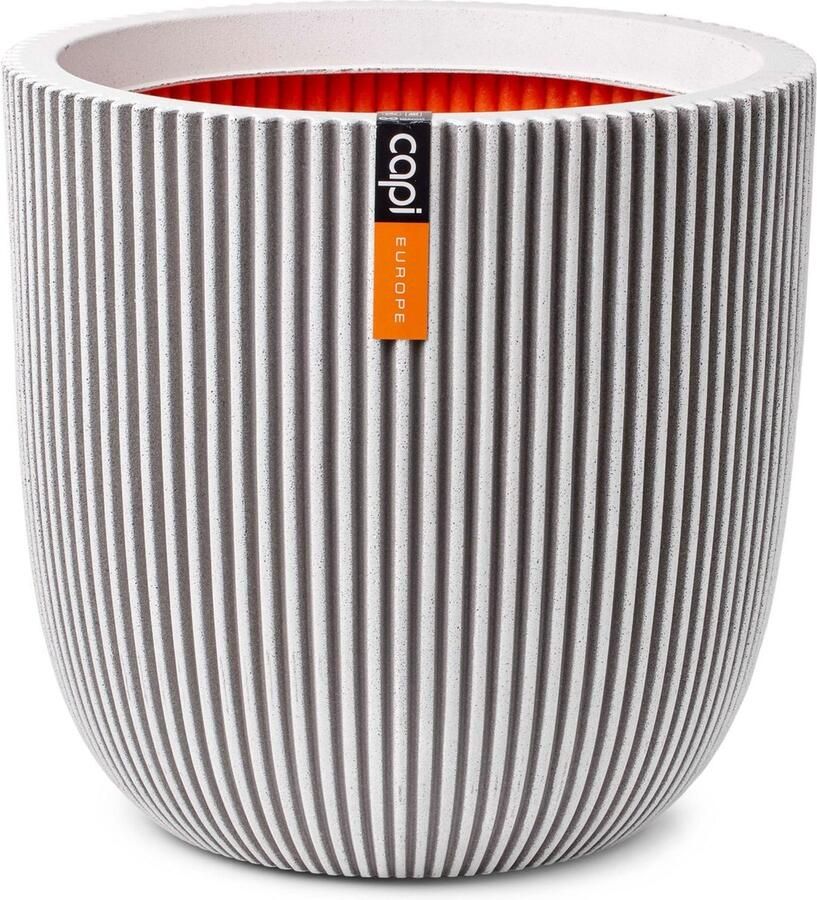 Capi Europe Bloempot bol Groove NL 54x52 Ivoor Opening Ø46 Bloempot voor binnen en buiten Levenslang garantie Breukbestendig 100% Recyclebaar CO2 Neutraal geproduceerd KGVI935