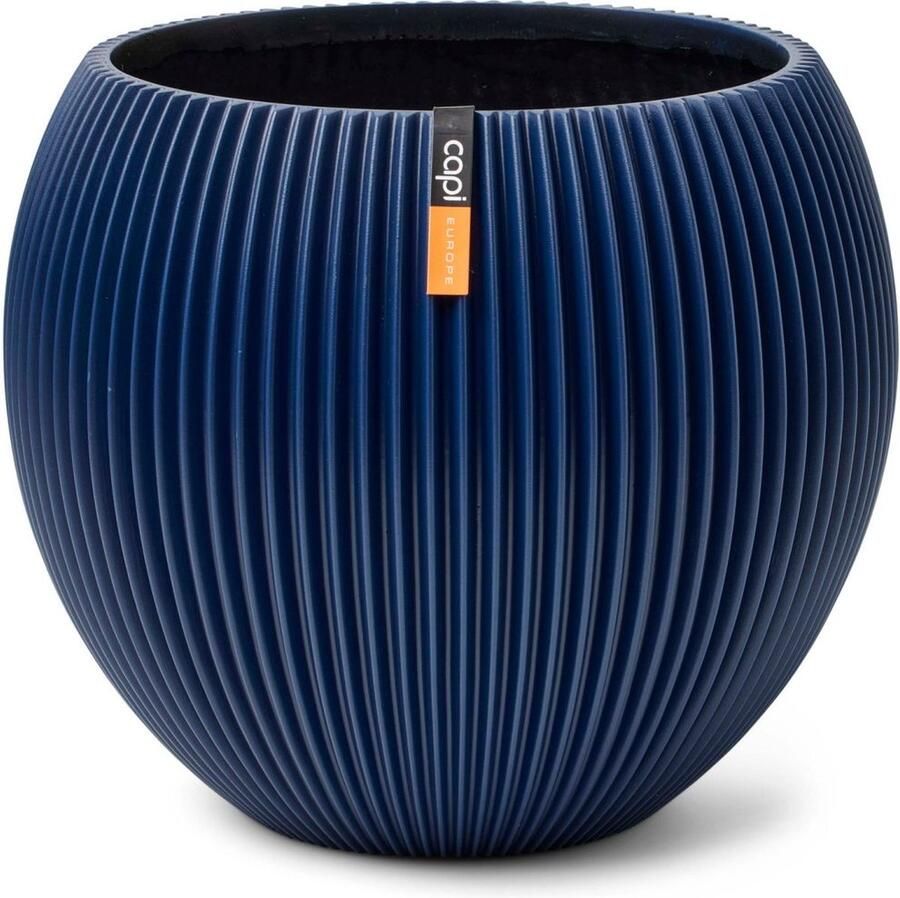Capi Europe Vaas bol Groove Colours 10x9 Donkerblauw Opening Ø7.2 Bloempot voor binnen 5 jaar garantie BGVDB101