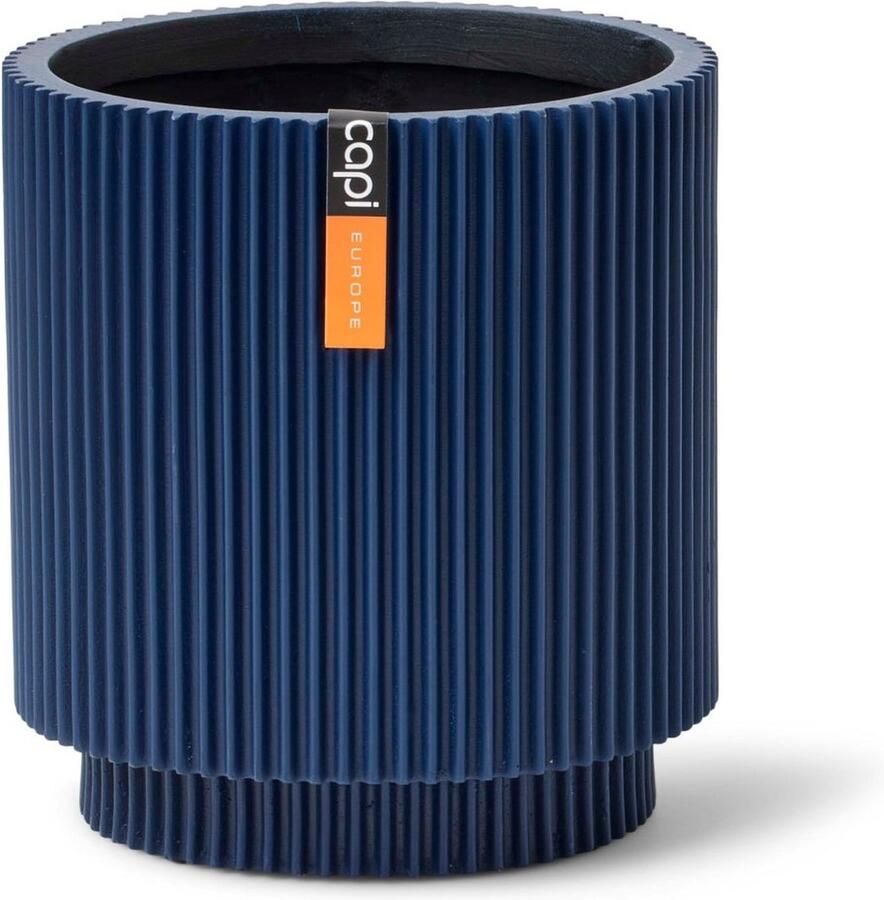 Capi Europe Gefäß zylinder Groove Colours 11x12 Donkerblauw Opening Ø9.6 Bloempot voor binnen 5 jaar garantie BGVDB312
