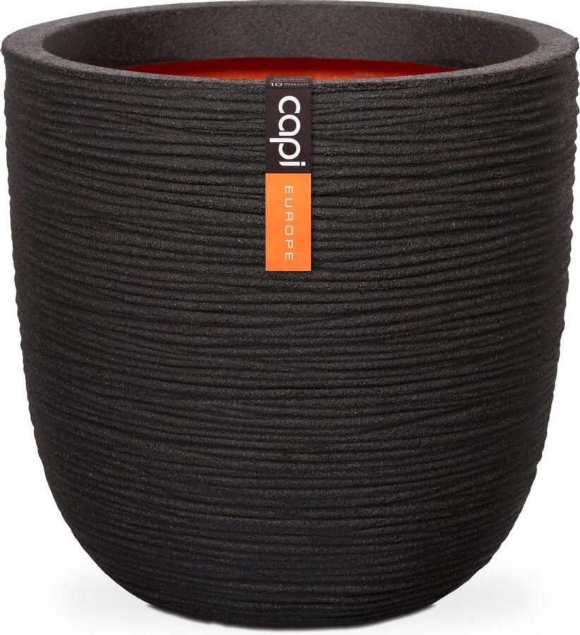 Capi Europe Bloempot bol Rib NL 54x52 Zwart Opening Ø46 Voor binnen en buiten Levenslang garantie Breukbestendig 100% Recyclebaar KBLR935 Opening Ø46 Bloempot voor binnen 5 jaar garantie KBLR935