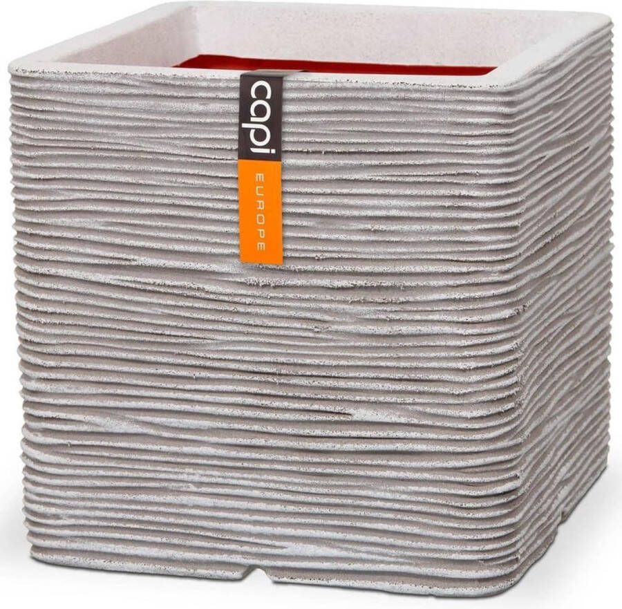 Capi Europe Bloempot vierkant Rib NL 40x40x40 Ivoor Opening Ø32 Voor binnen en buiten Levenslang garantie Breukbestendig 100% Recyclebaar KOFI903 Opening Ø32 Bloempot voor binnen 5 jaar garantie KOFI903