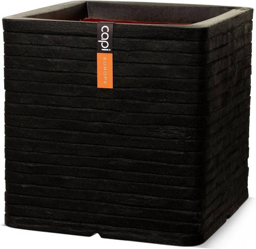 Capi Europe Bloempot vierkant Row NL 30x30x30 Zwart Opening Ø24 Voor binnen en buiten Levenslang garantie Breukbestendig 100% Recyclebaar KBLRO902 Opening Ø24 Bloempot voor binnen 5 jaar garantie KBLRO902