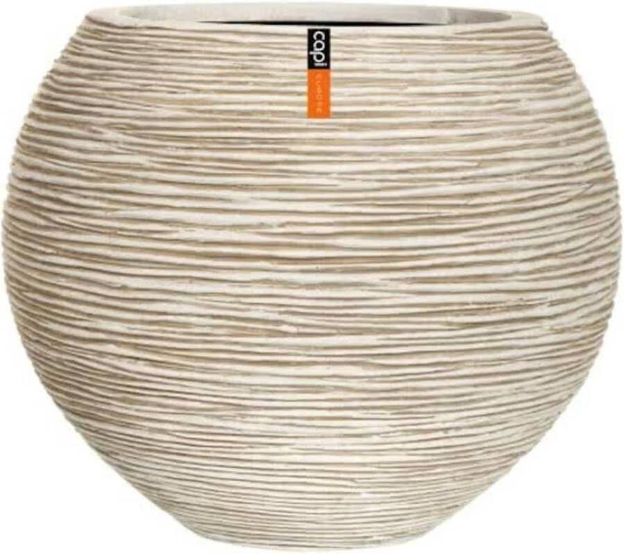 Capi Europe Vaas bol Rib NL 40x32 Ivoor Opening Ø24 Voor binnen en buiten Levenslang garantie Breukbestendig 100% Recyclebaar KOFI270 Opening Ø24 Bloempot voor binnen 5 jaar garantie KOFI270 - Foto 3