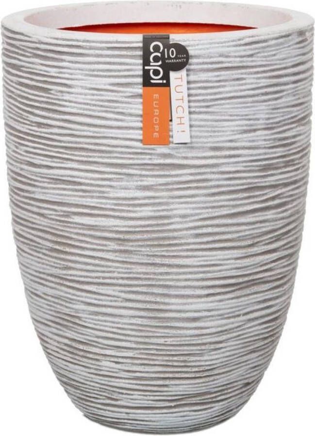 Capi Europe Vaas elegant laag Rib NL 46x58 Ivoor Opening Ø38 Voor binnen en buiten Levenslang garantie Breukbestendig 100% Recyclebaar KOFI783 Opening Ø38 Bloempot voor binnen 5 jaar garantie KOFI783 - Foto 2