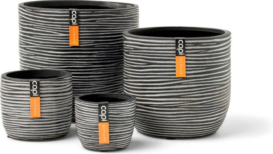 Capi Europe Mix doos Pot bol Rib antraciet Bloempotten voor binnen 5 jaar garantie Cadeauset