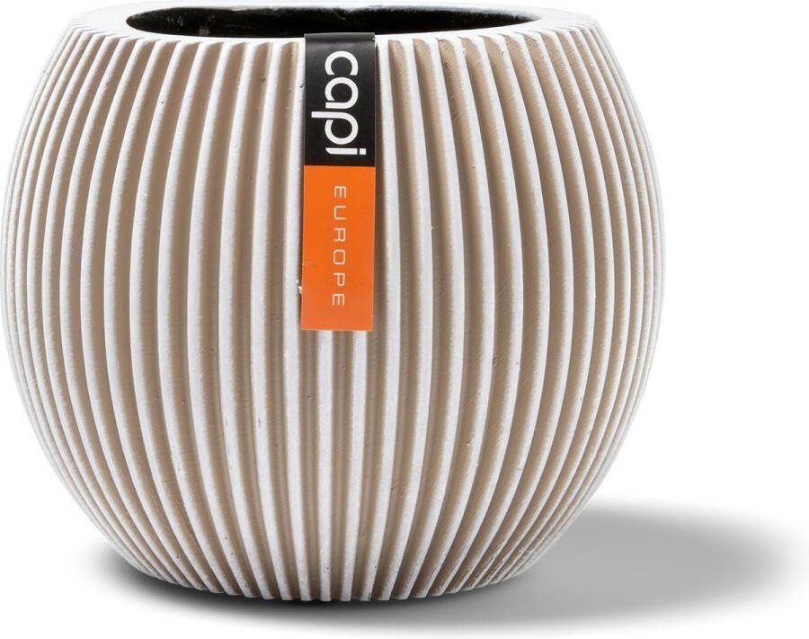 Capi Europe Vaas bol Groove Anthracite & Ivory 22x18 Ivoor Opening Ø15.7 Bloempot voor binnen 5 jaar garantie BGVI103