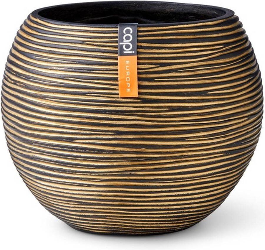 Capi Europe Vaas bol Rib Gold 22x18 Goud Opening Ø15.7 Bloempot voor binnen 5 jaar garantie BOFGB103
