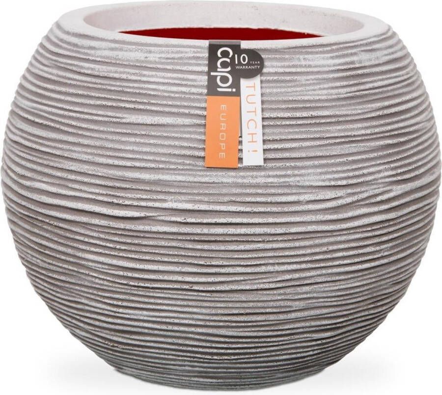 Capi Europe Vaas bol Rib NL 62x48 Ivoor Opening Ø40 Voor binnen en buiten Levenslang garantie Breukbestendig 100% Recyclebaar KOFI271 Opening Ø40 Bloempot voor binnen 5 jaar garantie KOFI271 - Foto 2