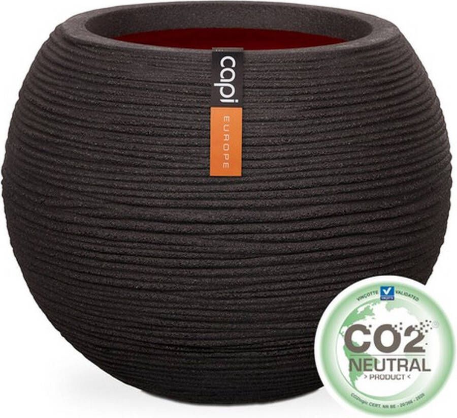 Capi Europe Vaas bol Rib NL 62x48 Zwart Opening Ø40 Voor binnen en buiten Levenslang garantie Breukbestendig 100% Recyclebaar KBLR271 Opening Ø40 Bloempot voor binnen 5 jaar garantie KBLR271 - Foto 2