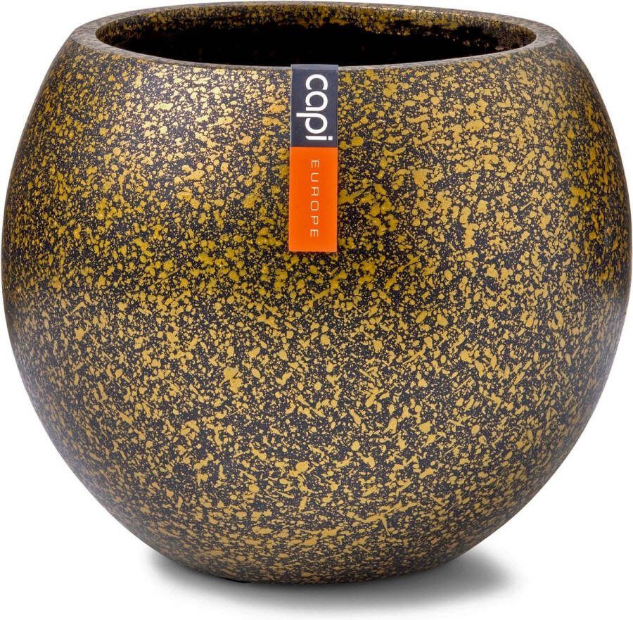 Capi Europe Vaas bol Terrazzo Gold 18x15 Goud Opening Ø11 Bloempot voor binnen 5 jaar garantie BTZG102