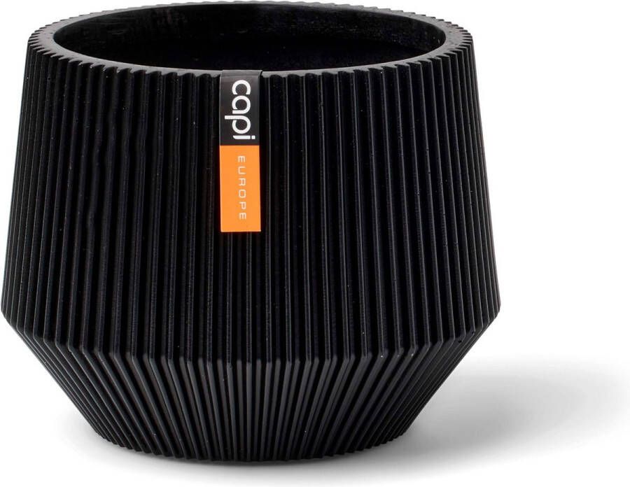 Capi Europe Vaas cilinder geo Groove Black & Gold 9x8 Zwart Opening Ø6.5 Bloempot voor binnen 5 jaar garantie BGVBL331