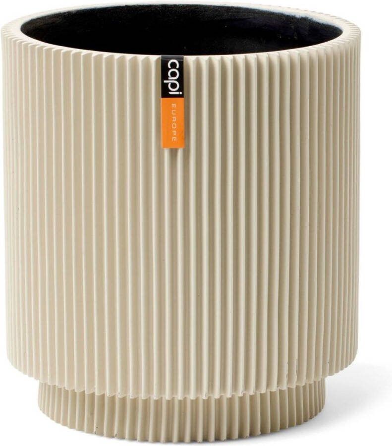 Capi Europe Vaas cilinder Groove Colours 11x12 Beige Opening Ø9.6 Bloempot voor binnen 5 jaar garantie BGVBG312 11x12 Beige Schotel voor binnen en buiten Milieuvriendelijk Sterk en licht Met drainagesysteem