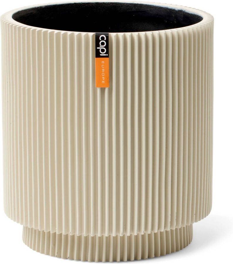 Capi Europe Vaas cilinder Groove Colours 23x25 Beige Opening Ø20.3 Bloempot voor binnen 5 jaar garantie BGVBG315 23x25 Beige Schotel voor binnen en buiten Milieuvriendelijk Sterk en licht Met drainagesysteem