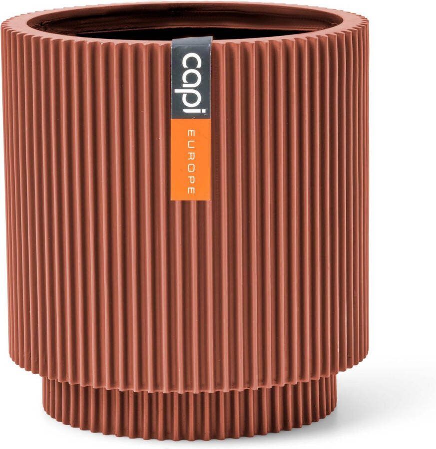 Capi Europe Vaas cilinder Groove Colours 8x9 Merlot rood Opening Ø6.5 Bloempot voor binnen 5 jaar garantie BGVMR311
