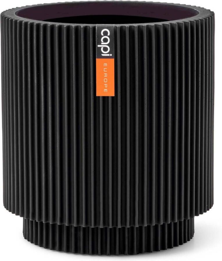 Capi Europe Vaas cilinder Groove Black & Gold 8x9 Zwart Opening Ø6.5 Bloempot voor binnen 5 jaar garantie BGVBL311