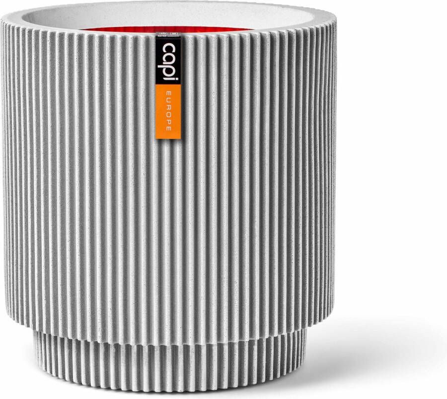 Capi Europe Vaas cilinder Groove NL 35x38 Ivoor Opening Ø29 Bloempot voor binnen en buiten Levenslang garantie Breukbestendig 100% Recyclebaar CO2 Neutraal geproduceerd KGVI882