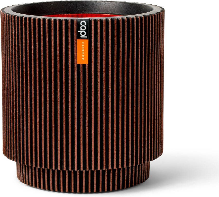 Capi Europe Vaas cilinder Groove NL 41x43 Koper Opening Ø36 Bloempot voor binnen en buiten Levenslang garantie Breukbestendig 100% Recyclebaar CO2 Neutraal geproduceerd KGVCO883
